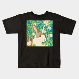 Floral Adventures of a Rabbit Bunny Mini Rex Rabbit Velveteen Lop Kids T-Shirt